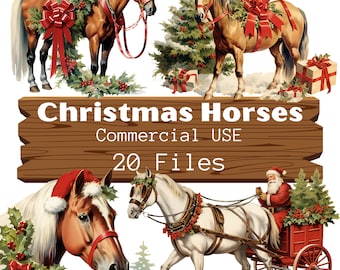 Vintage Cowboy Santa Horse Clipart, Christmas Western PNG (Digital Download)