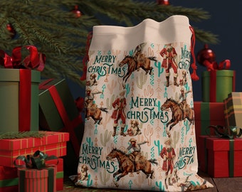 Vintage Western Christmas Santa Sack | Western Christmas Decor | Cowboy Christmas Gift Bag | Christmas Stocking | Gift Ideas | Rustic