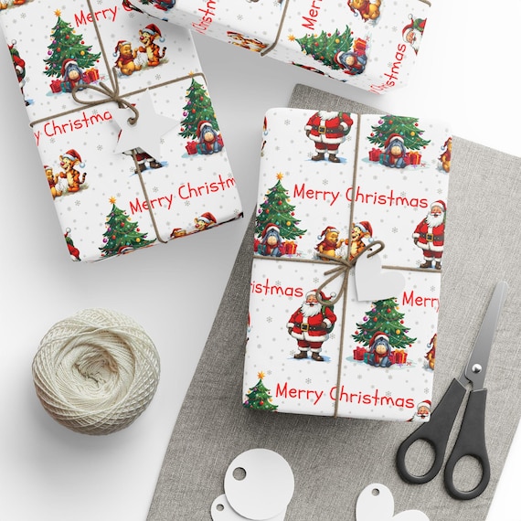 Kids Christmas Wrapping Paper | Childrens Gifts | Merry Christmas Gift Wrap Rolls | Personalized Christmas Wrapping Paper | Pooh Wrapping |