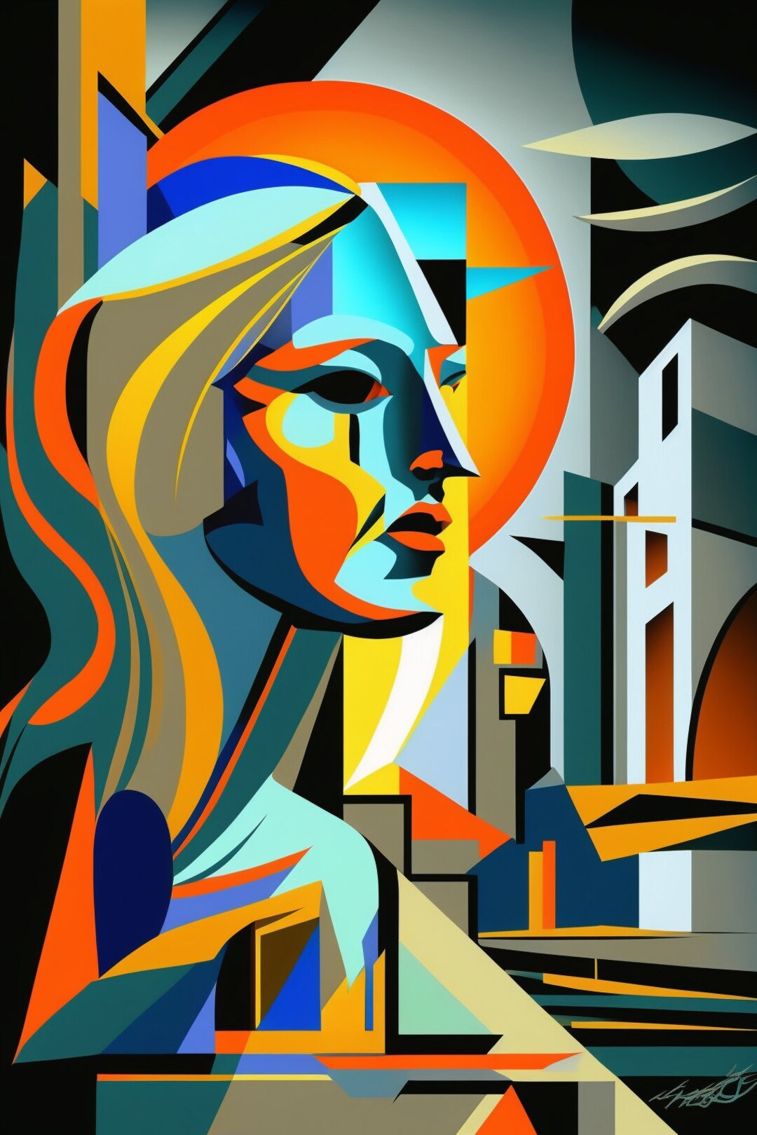 Geometric Abstract Art Digital Download Print Pablo Picasso Style Art