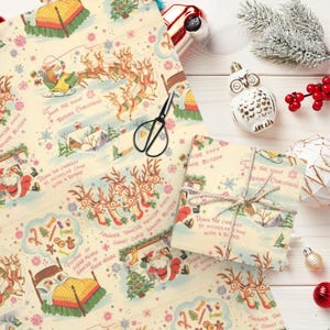 Papier do pakowania prezentów świątecznych w stylu vintage z motywem Świętego Mikołaja | Nostalgiczny świąteczny papier do pakowania prezentów