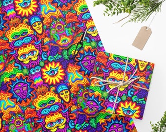 Psychedelic Gift Wrapping Paper | Hippie Wrapping Paper | Psychedelic Art |  Anniversary Gift Wrap | Birthday Wrapping Paper | 24×36, 24×60