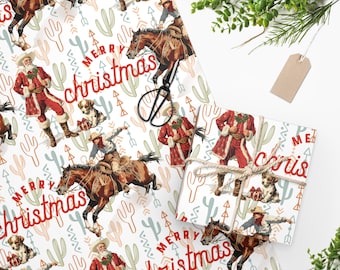 Cowboy Christmas Wrapping Paper - Western Holiday Gift Wrap