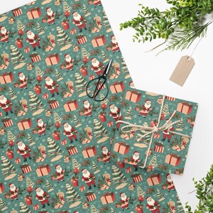 Vintage Christmas Wrapping Paper | Christmas Gift Wrap | Vintage Santa Wrapping Paper | Holiday Gift Wrap | Wrapping Paper 24x36