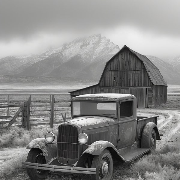 Antique Western Photography | Digital Download Print  | Vintage Farm Truck Photography | Farm Decor | Western Decor | Vintage Western Photo