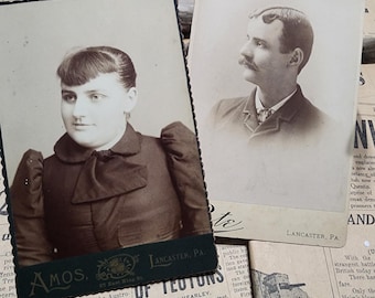 Antique Cabinet Card Photo, Sepia Tone, Man and Woman