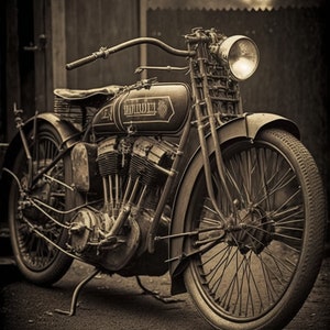 Zdjęcia zabytkowych motocykli | Cyfrowe pobieranie wydruków | Fotografia zabytkowych motocykli | Motocykl Harley Davidson | Motocykl Indian