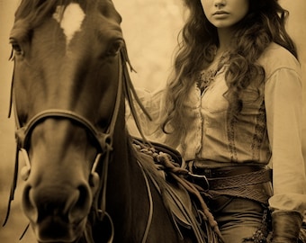 Antike Westernfotografie | Digitaler Download Druck | Vintage Cowboy Fotografie | Western Cowgirl | Western Dekor