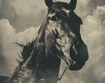 Stampa fotografica di un cavallo mustang selvaggio / Decorazione western (download digitale)