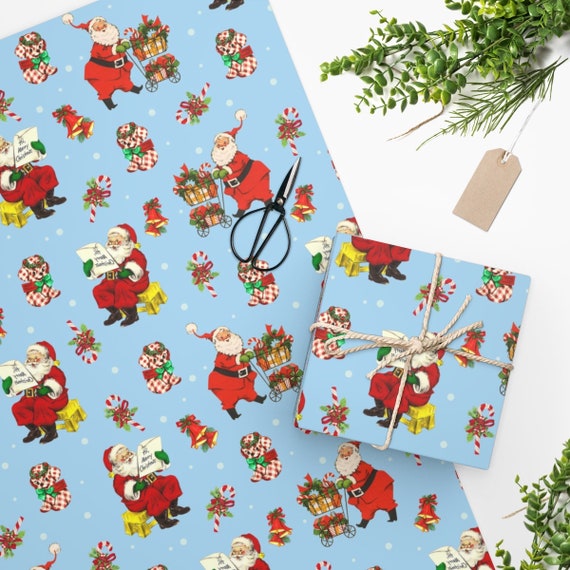 Vintage Wrapping Paper Christmas Gift Wrap Santa Wrapping Paper Holiday  Gift Wrap Present Paper Wrapping Paper 2436, 2460 