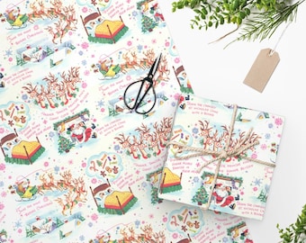 Vintage Santa Christmas Wrapping Paper ROLL | Holiday Gift Wrap