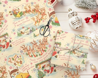  LDSTENT Vintage Christmas Wrapping Paper - Festive Gift Wrap  for a Nostalgic Touch : Health & Household