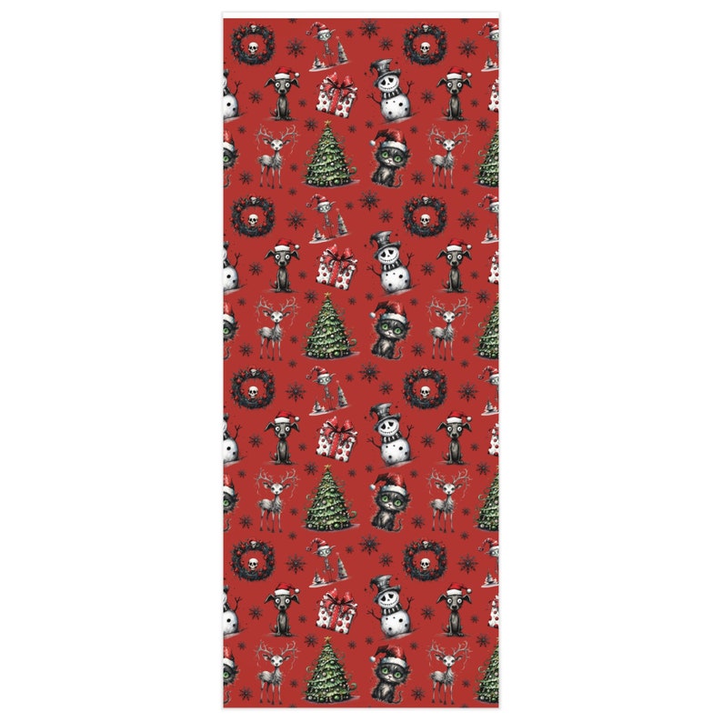 Halloween Goth Christmas Wrapping Paper, Christmas Gift Wrap, Nightmare Christmas Gifts, Christmas Gift Ideas, Christmas Tree, jack skellington, nightmare before christmas, zero, oogie boogie, christmas wreath, christmas ornaments