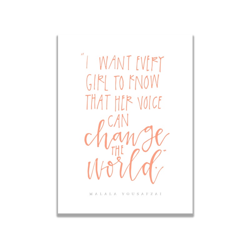 Malala Girls Change the World Quote Galentine/'s Day Greeting Card Women/'s Day Card