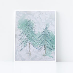 Abstract Tree Illustrations Holiday Wall Art DIGITAL DOWNLOAD Printable Christmas Wall Art Print Whimsical Christmas Wall Decor