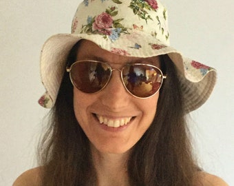 Patron de couture de chapeau de soleil Pdf - Réversible Beach Garden