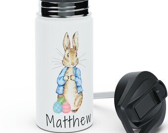 Custom Easter Bunny Water Bottle, Name Stainless Steel Tumbler, Kids Water Bottle, Easter Name, Custom Bunny Cup, 12oz, 18oz, 32oz