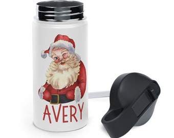 Custom Santa Clause Water Bottle, Name Stainless Steel Tumbler, Kids Water Bottle, Christmas Name, Custom Christmas Cup, 12oz, 18oz, 32oz