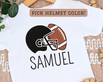 Camiseta de fútbol personalizada, casco de fútbol, día del juego, camiseta de fútbol para niños, temporada de fútbol, otoño, equipo deportivo, regalo de camiseta de fútbol personalizado