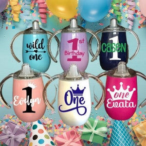 Onederful 1st Birthday Sippy Cup 1st, Stainless Steel Tumbler, One Derful, Preschool, Nontoxic, Birthday Girl, Birthday Boy, Wild One, Sweet image 2