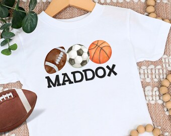 Kids Sports T-Shirt, Soccer, Football, Basketball Shirt, All-Star Shirt, Sports Birthday Shirt, Boy Shirt, Toddler, Youth, Baseball, Custom