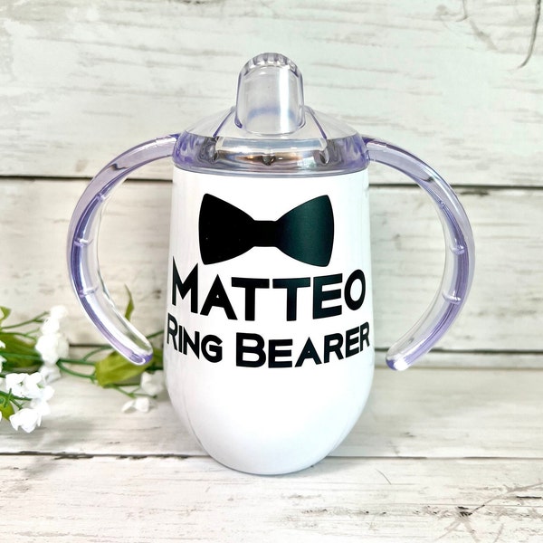 Wedding Custom Sippy Cup, Bow Tie Stainless Steel Toddler Cup, Wedding Gift For Boy, Ring Bearer Gifts, Wedding gift for child, toddler