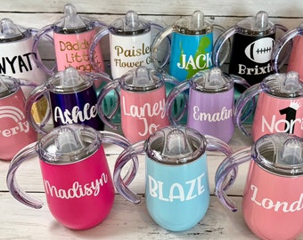 Taza para sorber personalizada, Copa para niños pequeños de acero inoxidable, Regalo de cumpleaños, Taza de entrenamiento, Sippy personalizada, Guardería, Preescolar, Regalo para niños pequeños, Taza para bebés