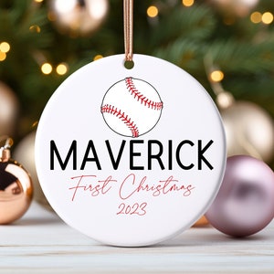 Baby&#39;s First Christmas Ornament, Baseball, Sports, Keepsake, Custom Name, Personalized Ornament, Baby Boy Gift, Newborn, Elegant, Athlete