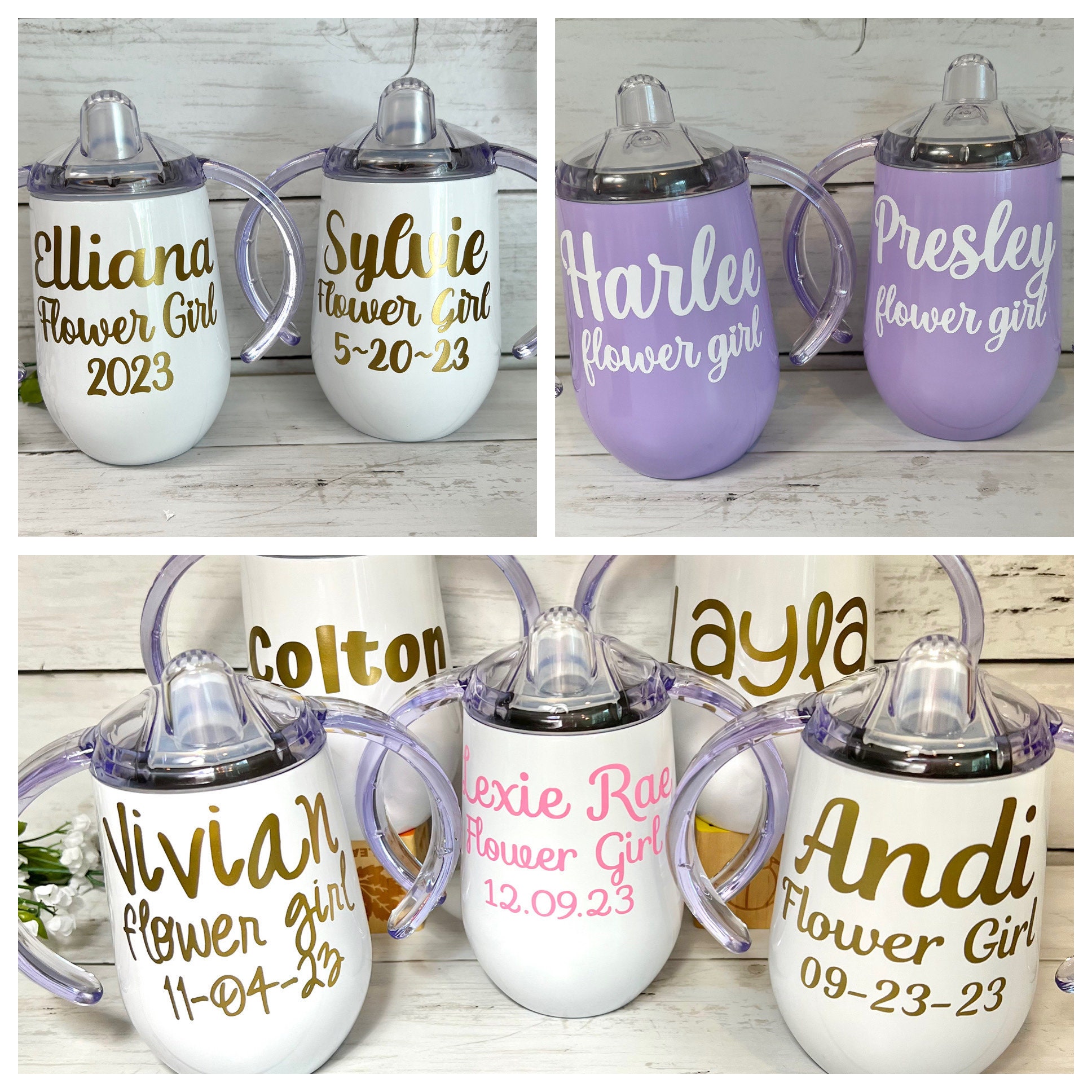 Flower Girl Sippy Cup Personalized, Stainless Steel Toddler, Baby Shower  Gift, wedding gifts, ring bearer gift, flower girl gift, flower cup