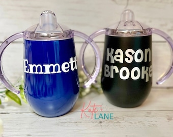 Taza de Sippy personalizada, taza de niño de acero inoxidable, regalo de cumpleaños, taza de entrenamiento, Sippy personalizado, guardería, preescolar, regalo de niño, taza de bebé