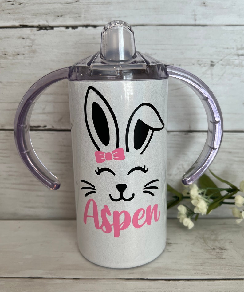 Custom Easter Bunny Sippy Cup, Stainless Steel Toddler Cup, Birthday Gift, Training Cup, Personalized Sippy, Easter Basket, Toddler Gift, image 10
