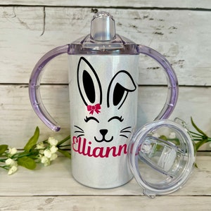 Custom Easter Bunny Sippy Cup, Stainless Steel Toddler Cup, Birthday Gift, Training Cup, Personalized Sippy, Easter Basket, Toddler Gift, image 9