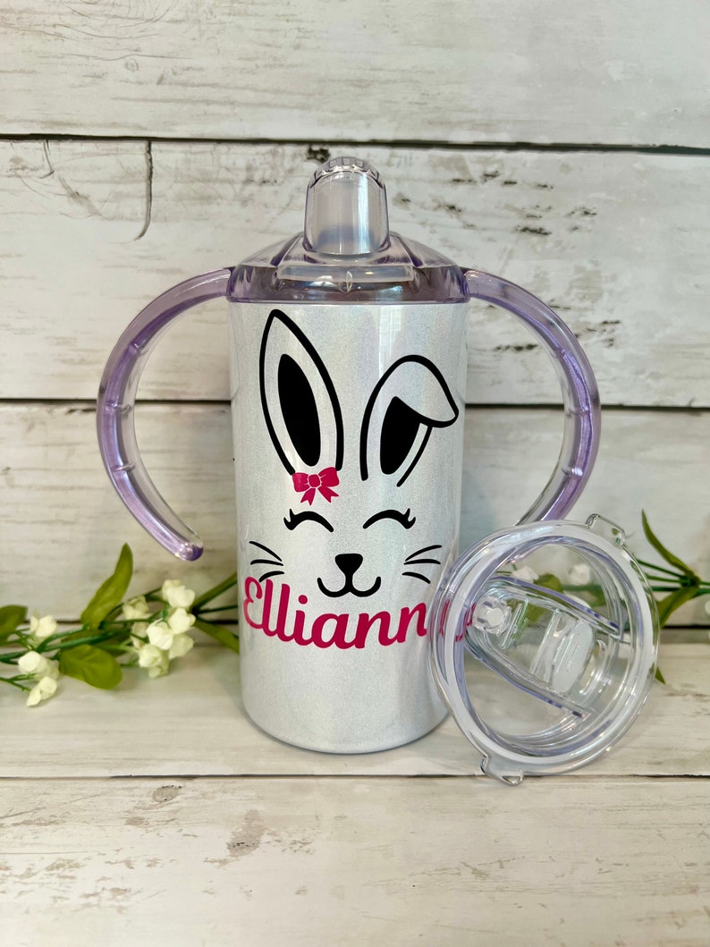 Custom Easter Bunny Sippy Cup, Stainless Steel Toddler Cup, Birthday Gift, Training Cup, Personalized Sippy, Easter Basket, Toddler Gift, image 9