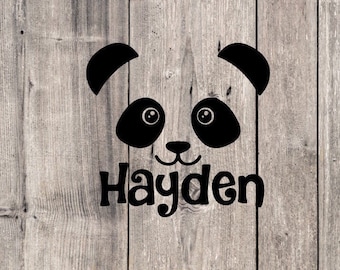 Panda with Custom Name Vinyl Decal, Panda Sticker, Baby Panda with Name, Personalized Panda Decal, Cute Animal Sticker, Bear Sticker, Car