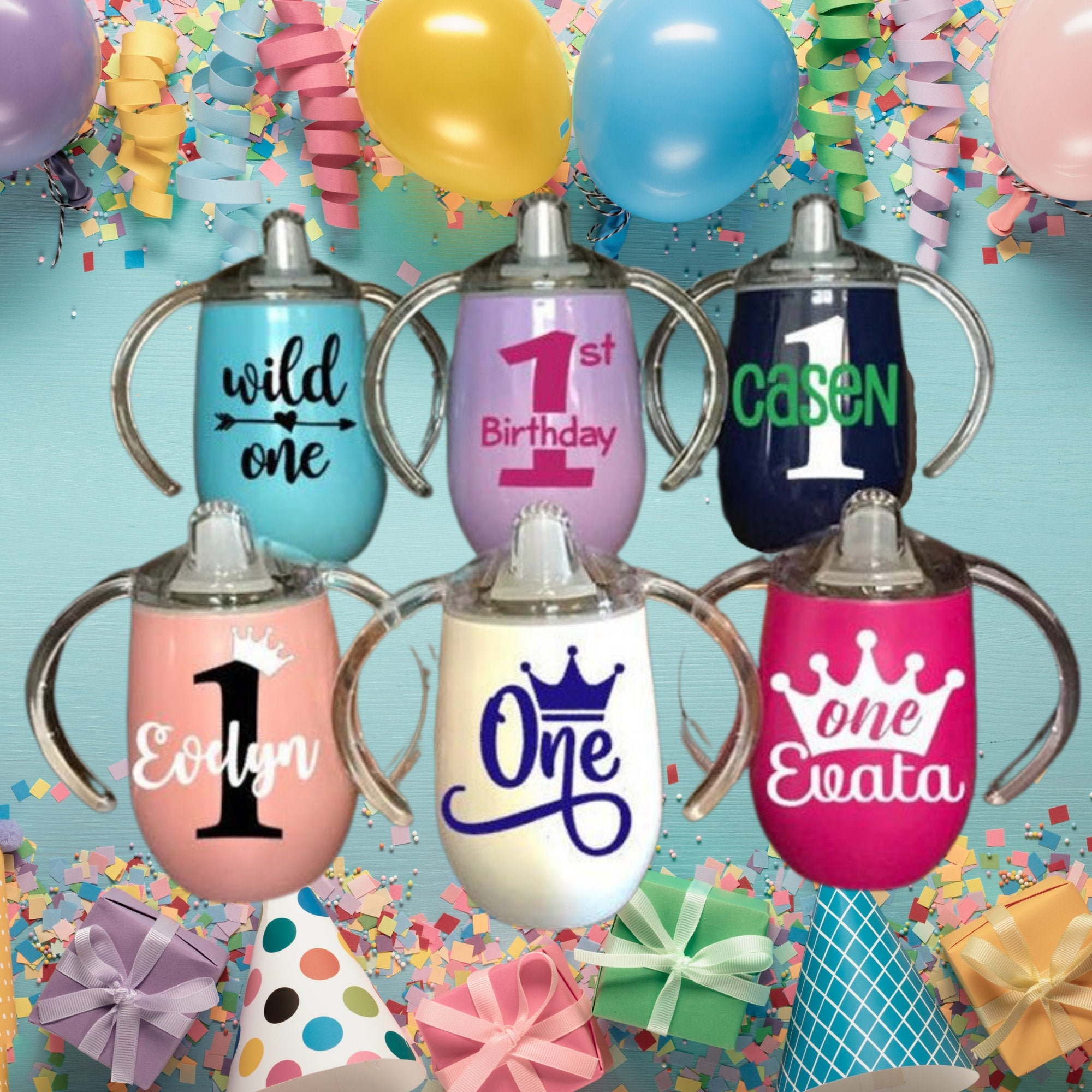 Birthday Sippy Cup – 1st Birthday / Stainless Steel Toddler Cup