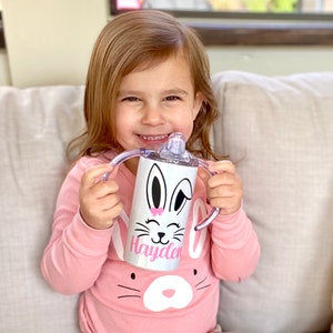 Custom Easter Bunny Sippy Cup, Stainless Steel Toddler Cup, Birthday Gift, Training Cup, Personalized Sippy, Easter Basket, Toddler Gift, image 4