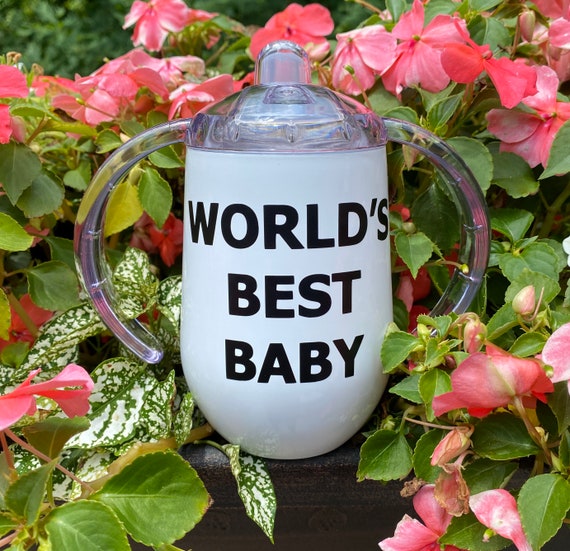 Worlds Best Baby Sippy Cup / Stainless Steel Toddler Cup / Birthday Gift /  Training / Handle 