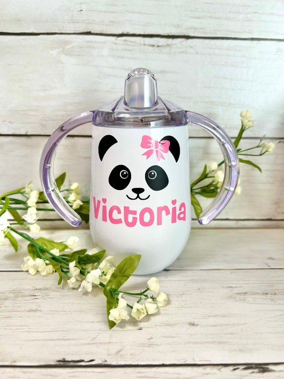 Custom Panda Bear Sippy Cup, Baby Shower Gift, Panda Face Cup