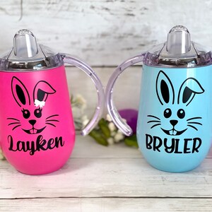 Custom Easter Bunny Sippy Cup, Stainless Steel Toddler Cup, Birthday Gift, Training Cup, Personalized Sippy, Easter Basket, Toddler Gift, image 7