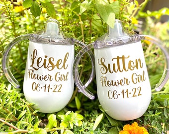 Flower Girl Sippy Cup Personalized, Stainless Steel Toddler, Baby Shower Gift, wedding gifts, ring bearer gift, flower girl gift, flower cup