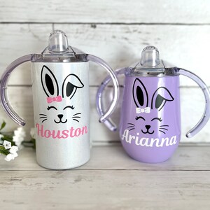 Custom Easter Bunny Sippy Cup, Stainless Steel Toddler Cup, Birthday Gift, Training Cup, Personalized Sippy, Easter Basket, Toddler Gift, image 5