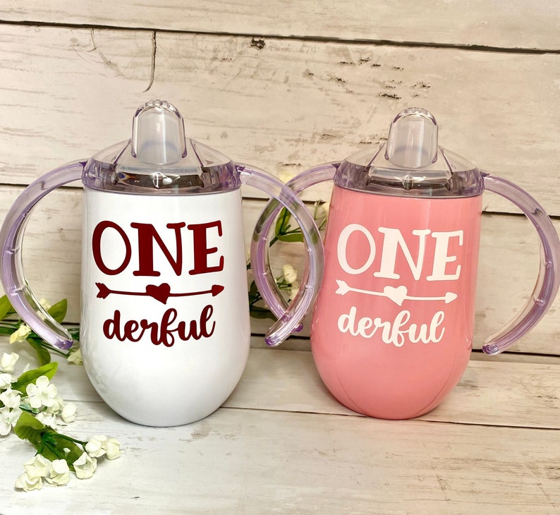 Onederful 1st Birthday Sippy Cup 1st, Stainless Steel Tumbler, One Derful, Preschool, Nontoxic, Birthday Girl, Birthday Boy, Wild One, Sweet image 1