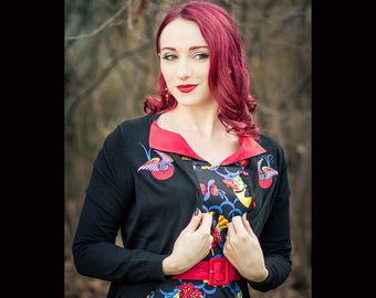 Angel & Devil Swallows Tattoo Cardigan