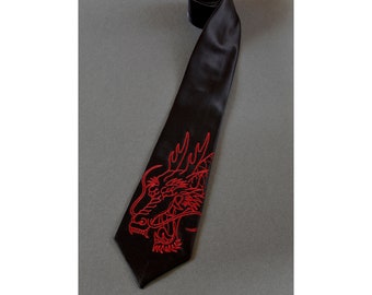 Cravate brodée dragon japonais