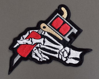 Skelett Tattoo Maschine Aufnäher zum Aufbügeln