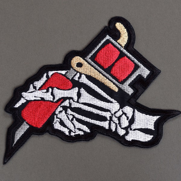 Skelett Tattoo Maschine Aufnäher zum Aufbügeln