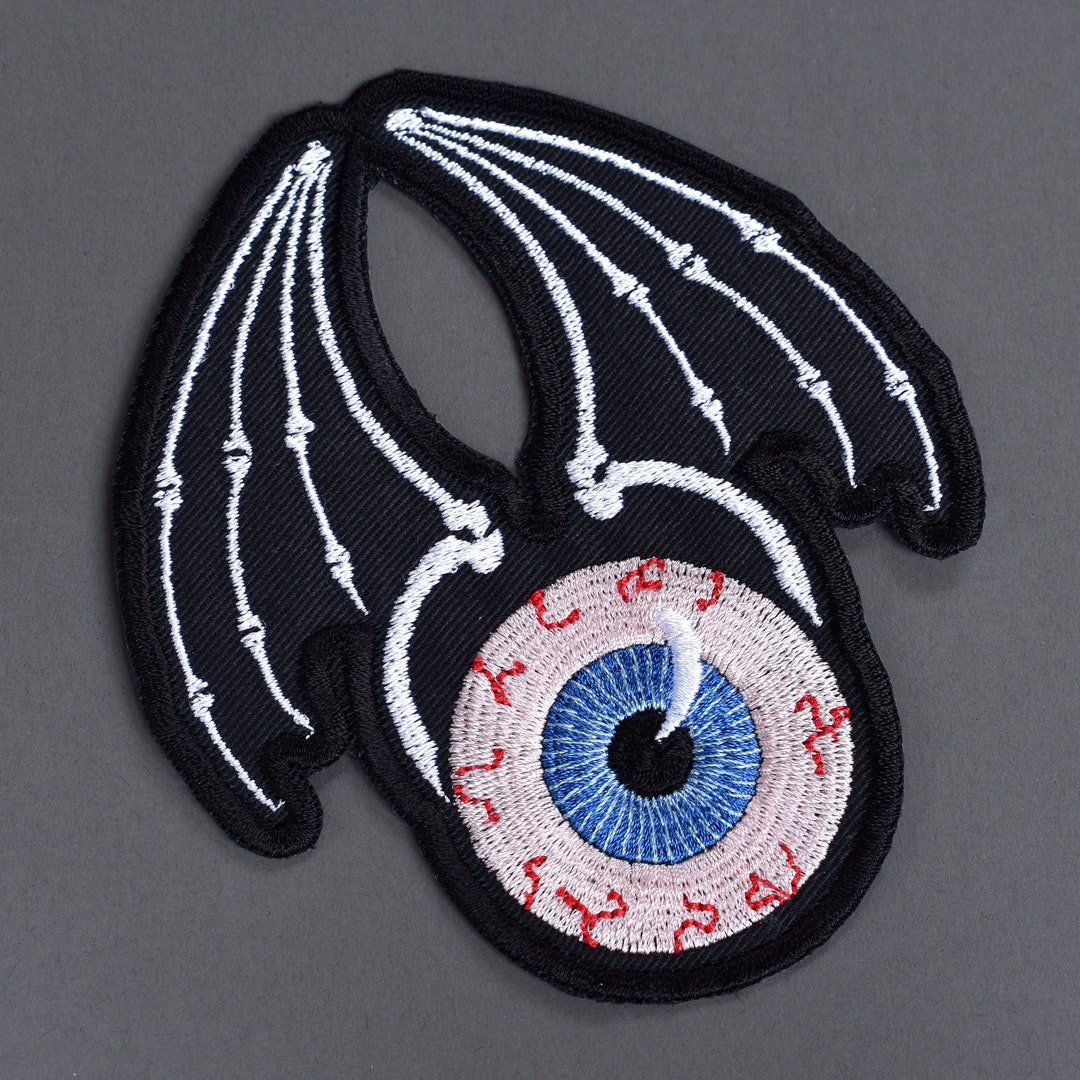 2 Embroidered Appliqué Patches Skull And Eyeball Sew On Patch - Foto 10