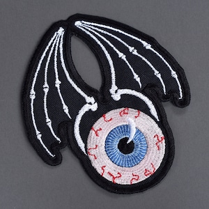 Flying Eyeball - Iron On Embroidered Patch