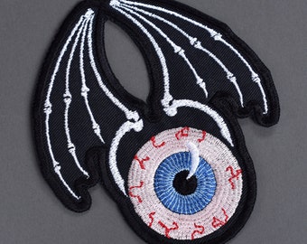 Flying Eyeball - Iron On Embroidered Patch