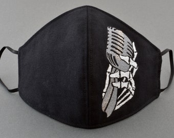 Skeleton Microphone Embroidered 3 Layer Face Mask.